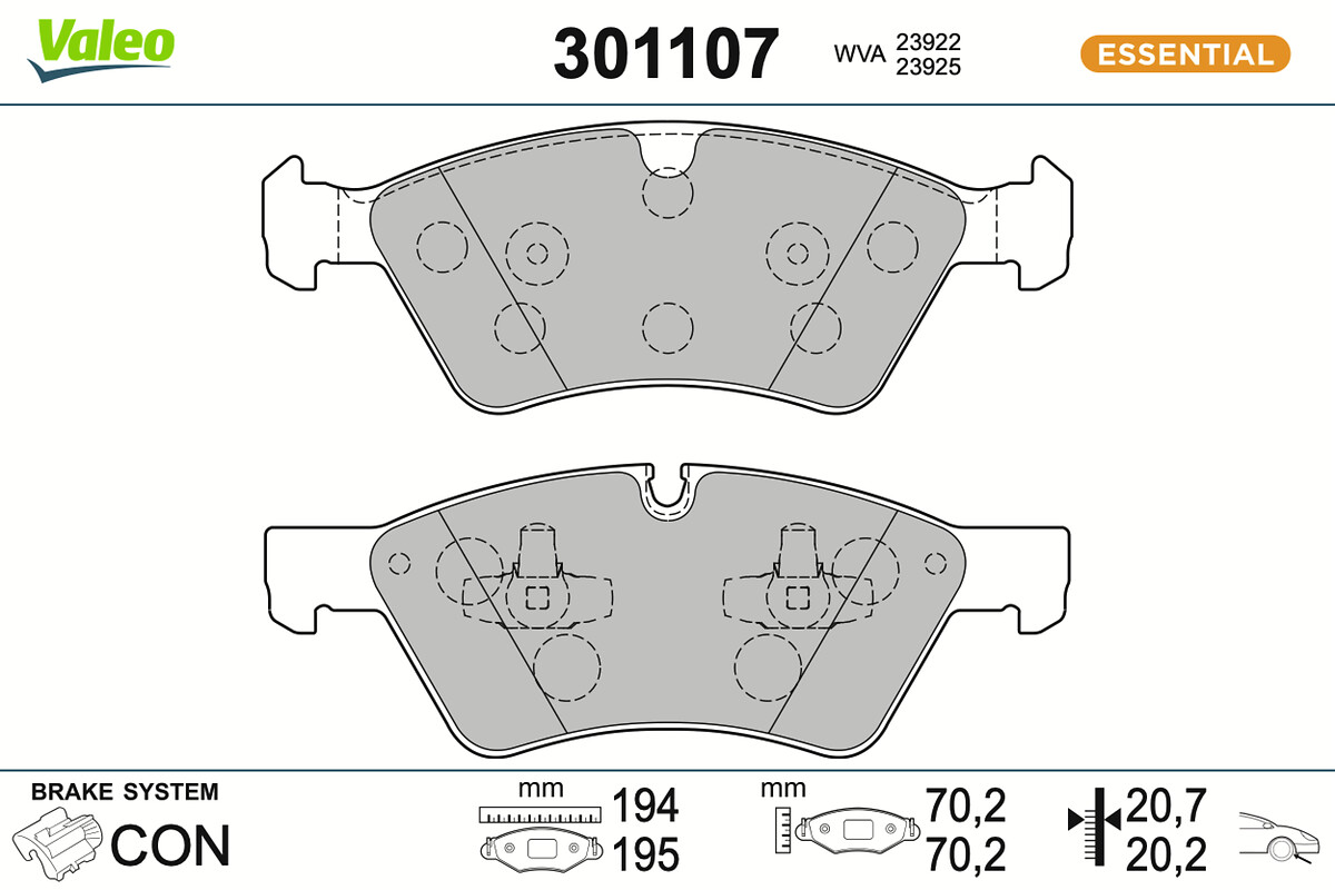 Jeu de 4 plaquettes de frein VALEO ref. 301107